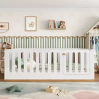 Weißes Montessori-Etagenbett in Einzelbettgröße mit Schutzgittern und Tür ??Massivholz, 1 Kind