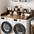 Plan de travail à 2 niveaux pour lave-linge et sèche-linge avec étagère ou tiroirs, couvre-plan de buanderie avec tapis antidérapant, dessus de 54X27.5 pour plier le linge