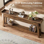 Table console Lantine à 2 niveaux avec 3 tiroirs, console de 70,9 avec rebord surélevé et étagères de rangement pour le salon, le couloir ou l’entrée