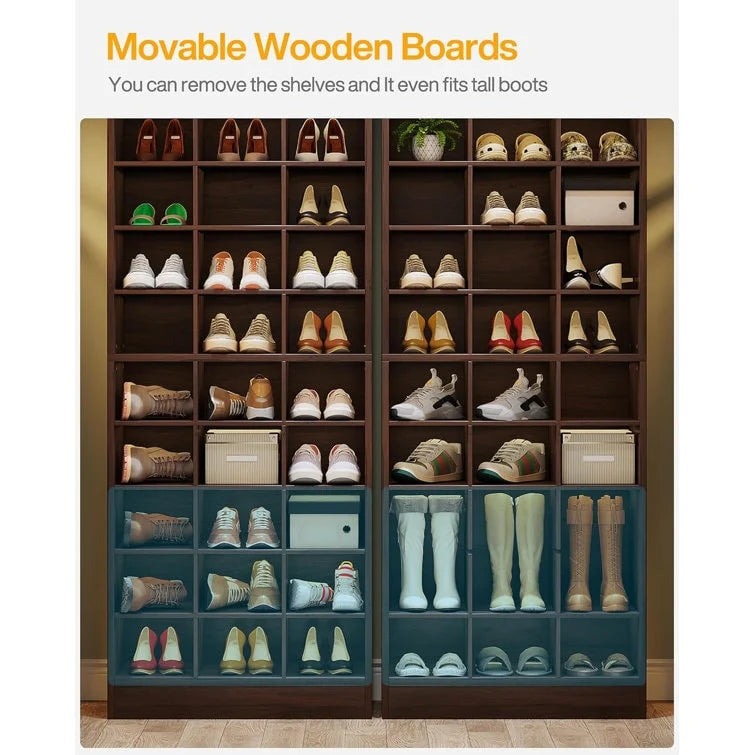 Hohes Schuhregal für 30 Paar Schuhe, 10-stufiger weißer Schuhschrank aus Holz für Kleiderschrank und Eingangsbereich – 10-stufig