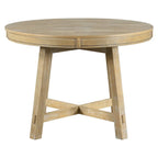 Table de salle à manger ronde extensible de style champêtre avec rallonge de 16 po, table de cuisine en bois