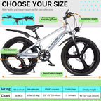 NAYSAYE 20-Zoll-Mountainbike für Kinder mit 7-Gang-Schaltung und Rahmen aus Magnesiumlegierung für Jungen und Mädchen von 8 bis 12 Jahren, 57.09*21.65*29.92