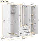 Armoire de rangement en bois à 6 portes avec 3 grands tiroirs pour chambre