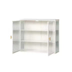 Moderner 2-türiger Wandschrank von Okak mit 3-stufigem Stauraum und Glastüren für Eingangsbereich, Esszimmer, Wohnzimmer oder Küche