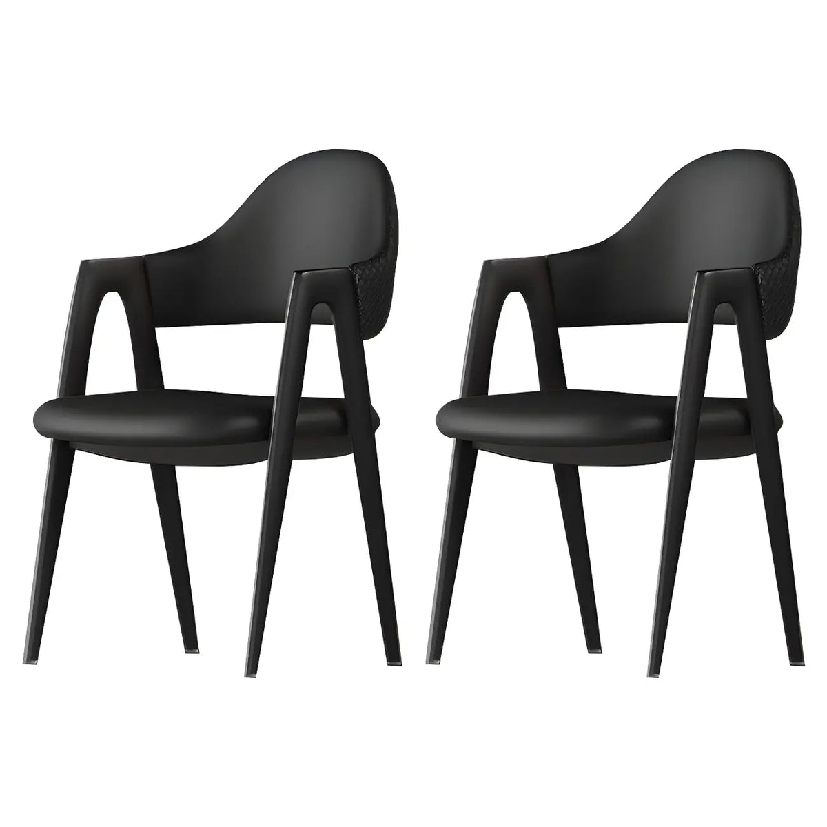 Moderner Ledersessel mit geschwungener Rückenlehne und offenen Armlehnen für das Esszimmer