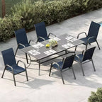 Chaises de patio, ensemble de 4 ou 6 chaises de salle à manger d’extérieur empilables, légères et résistantes à toutes les intempéries, en textilène, avec accoudoirs, pour jardin et terrasse de piscine