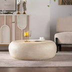 Runder MgO-Couchtisch mit Kunststeindesign für Wohnzimmer im Mid-Century-Stil