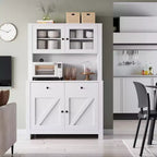 Meuble garde-manger de cuisine avec support pour micro-ondes, vaisselier avec buffet et étagères réglables, pour la cuisine et la salle à manger