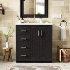 30 Einzelwaschbecken-Badezimmerwaschtisch mit Unterschrank und 3 Schubladen - Schwarz / Blau / Grün / Indigo / Weiß