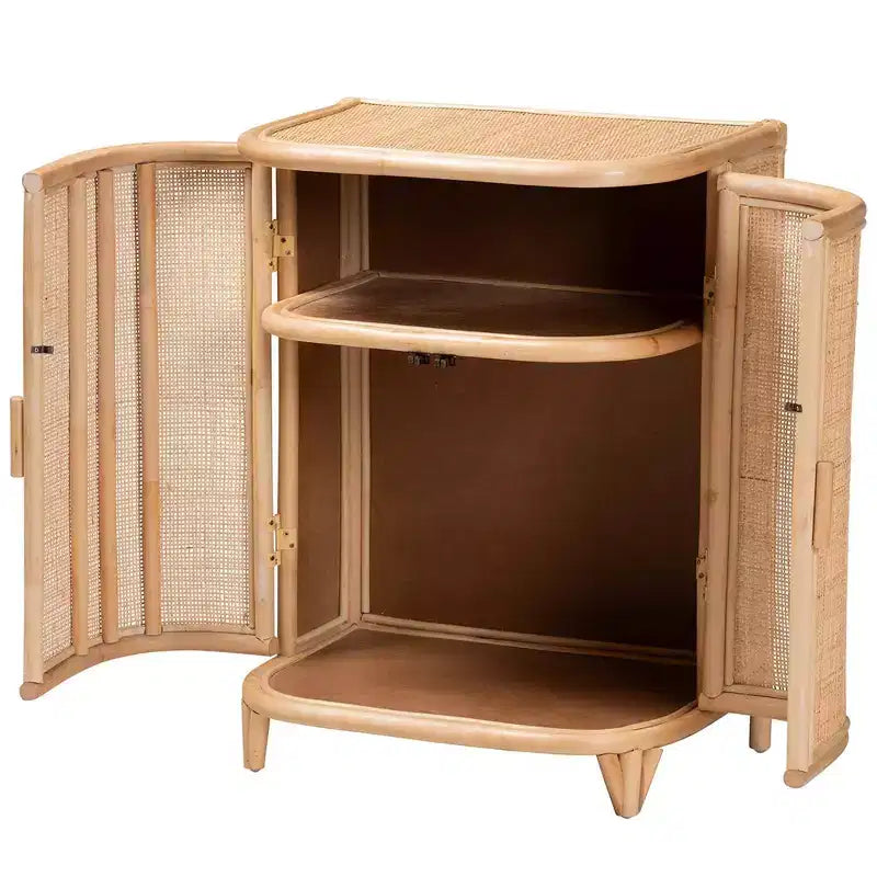 Meuble de rangement en rotin naturel bali & pari Yanka Natural : fabriqué à la main, 2 étagères, design bohème