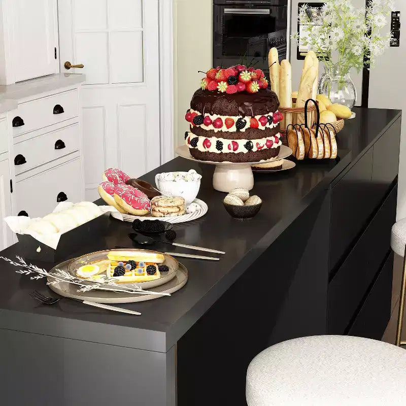 Buffet bahut intelligent pivotant/extensible avec 6 tiroirs, plateau extensible, tapis antidérapant, table à manger pivotante, garde-manger îlot de cuisine