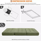 SunnyFurn 6 inch drievoudig vouwmatras en slaapbank, 75 x 54,3 inch, opvouwbaar logeerbed van schuim met gecapitonneerd corduroy, draagbaar voor kamperen, woonkamer en slaapkamer