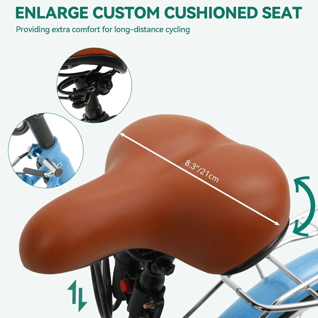 Moasis24/ 26-Zoll-Cruiser-Fahrrad mit 7 Gängen, verstellbarem Durchstieg, Pendlerfahrrad