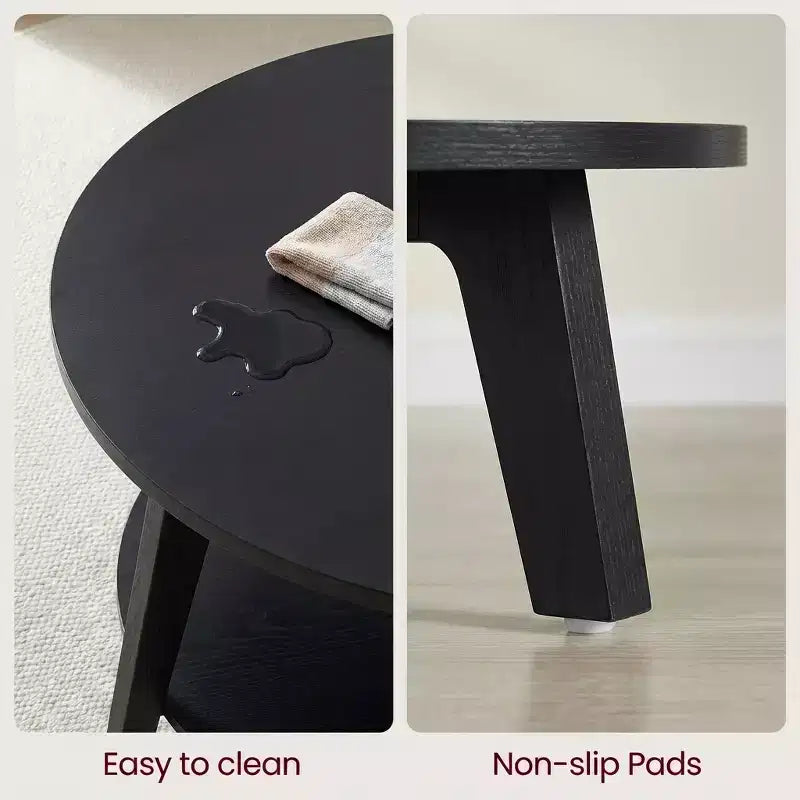 Honingbruine ronde salontafel met 2 opbergniveaus, 31,5 x 17,7 inch, ideaal voor de woonkamer