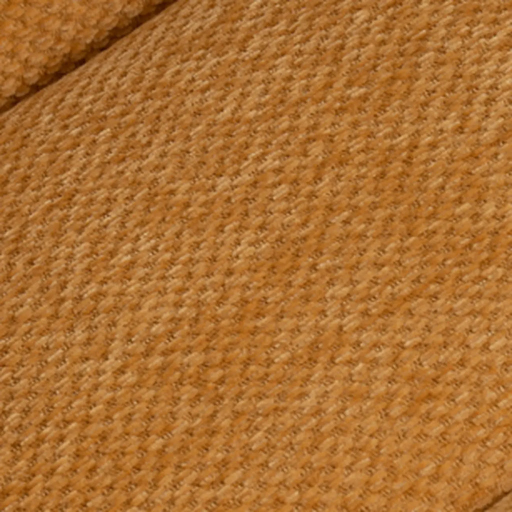 Gele draaibare fauteuil van chenillestof met accent