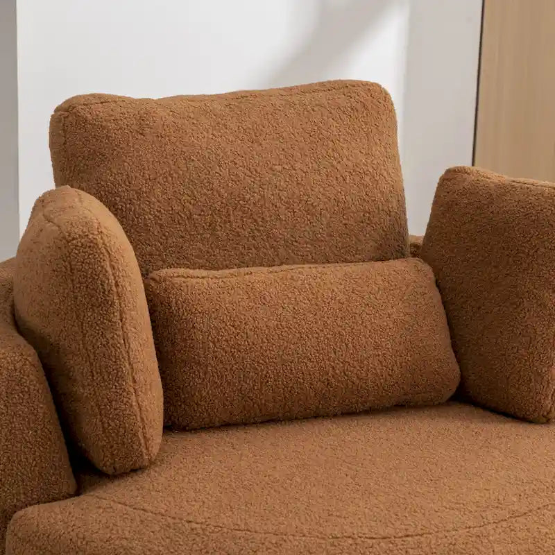 42,3W gestoffeerde draaifauteuil met 4 kussens en halvemaanvormige opberghocker