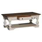 Morgan Creek Antique White Wire Brushed Tobacco Accents Cocktail Table