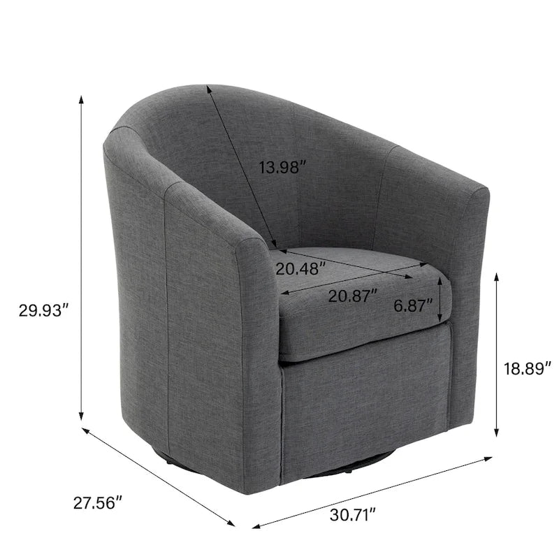 Ensemble de 2 fauteuils tonneau pivotants modernes rembourrés, fauteuils d’appoint pour salon