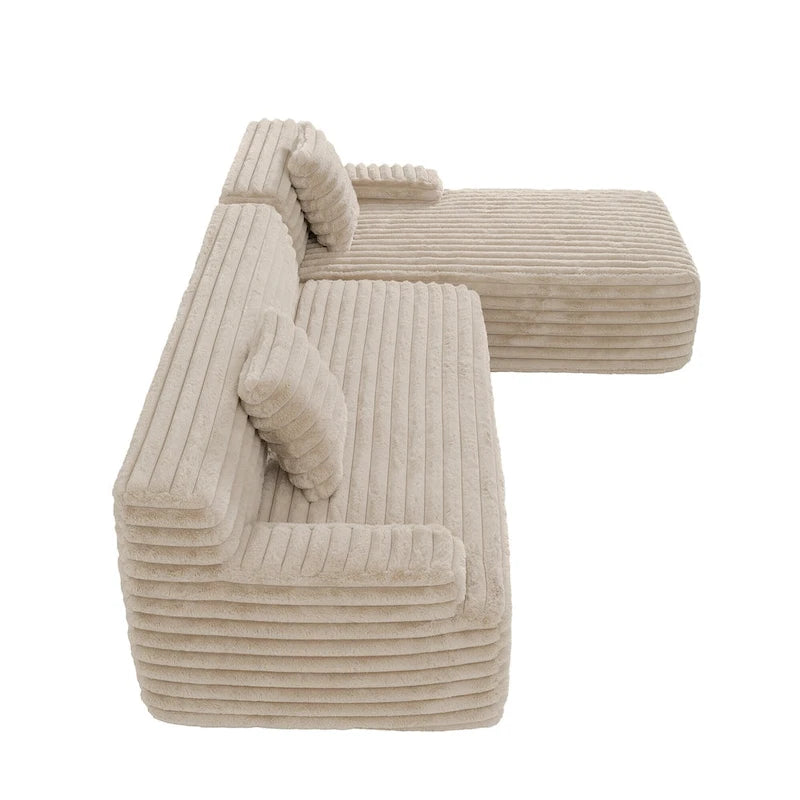 Cloud-Ecksofa, modernes Polstersofa mit 2 Zierkissen, frei kombinierbares Sofa, modulares L-förmiges Ecksofa