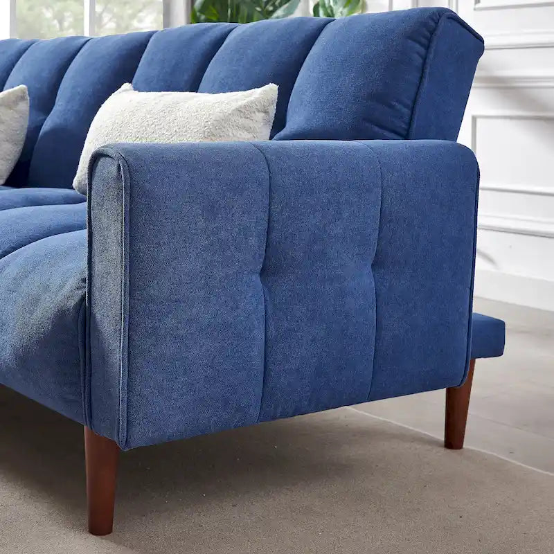 Canapé-lit futon convertible avec positions réglables et pieds en bois