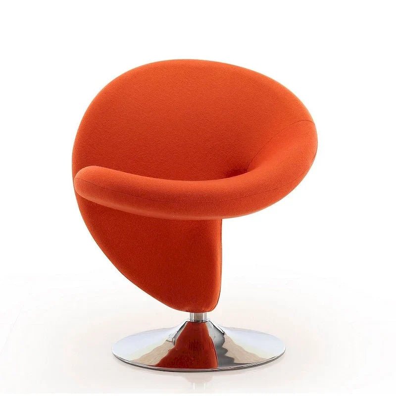 Fauteuil d’appoint pivotant Manhattan Comfort Curl en chrome et mélange de laine (lot de 2)