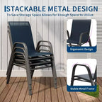 Chaises de patio, ensemble de 4 ou 6 chaises de salle à manger d’extérieur empilables, légères et résistantes à toutes les intempéries, en textilène, avec accoudoirs, pour jardin et terrasse de piscine