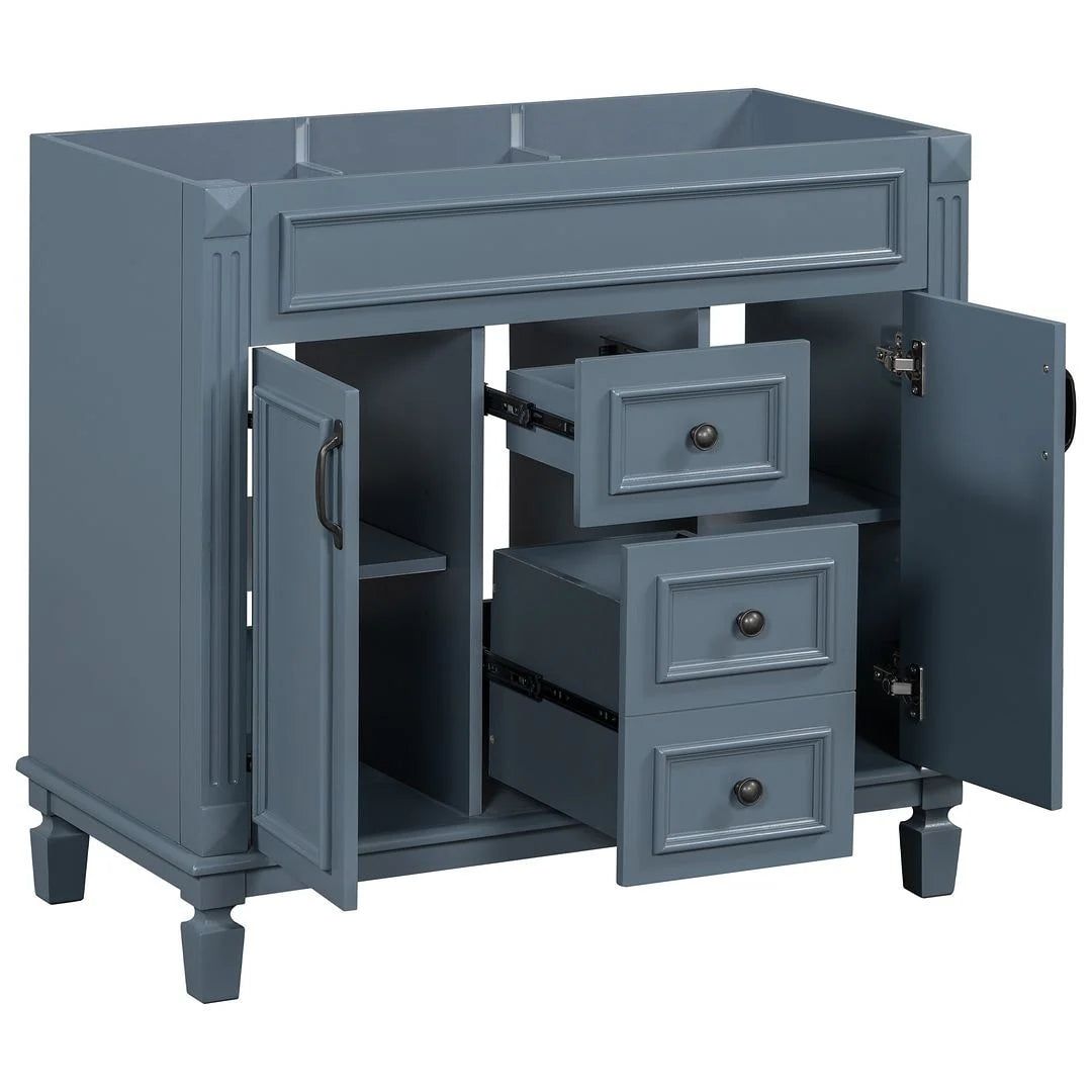Meuble-lavabo moderne de salle de bains de 36 po avec vasque sur plan, armoire à miroir, 2 portes et 2 tiroirs