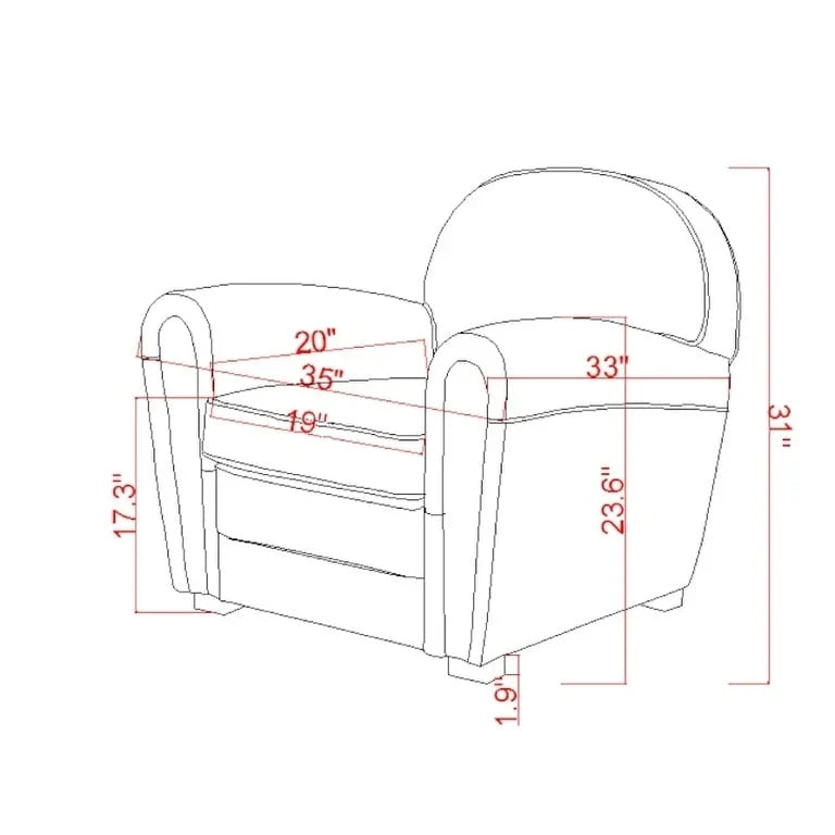 Pasargad Home Paris Clubsessel aus echtem Leder, Braun