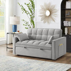 Loveseat-Schlafsofa 4-in-1 mit Armlehnen und Aufbewahrungstaschen, multifunktionales getuftetes Ausziehsofa mit verstellbarer Rückenlehne