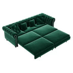Whisen Samt-Schlafsofa in King-Size mit Ausziehfunktion und 3-in-1-Funktion, wandelbares Schlafsofa mit beweglichem Hocker und Steppdesign