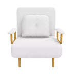 Canapé-lit pliant 3-en-1, fauteuil convertible avec dossier réglable en 5 positions et coussin, couchage gain de place pour salon, chambre et bureau (blanc)