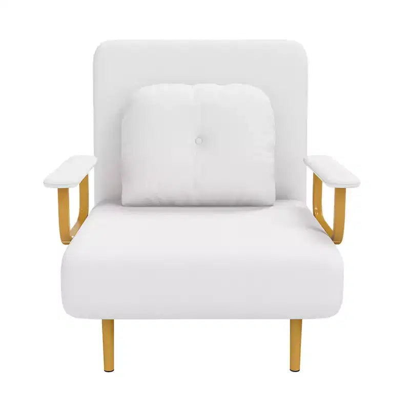 Canapé-lit pliant 3-en-1, fauteuil convertible avec dossier réglable en 5 positions et coussin, couchage gain de place pour salon, chambre et bureau (blanc)