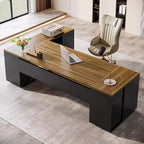 Grand bureau de direction en L Lantine 85.8, bureau d’ordinateur extra-large avec tiroirs pour dossiers, pour bureau à domicile