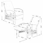 Fauteuil inclinable réglable de salon pour extérieur avec coussin - 38 (P) x 26.5 (L) x 38.5 (H) POUCES