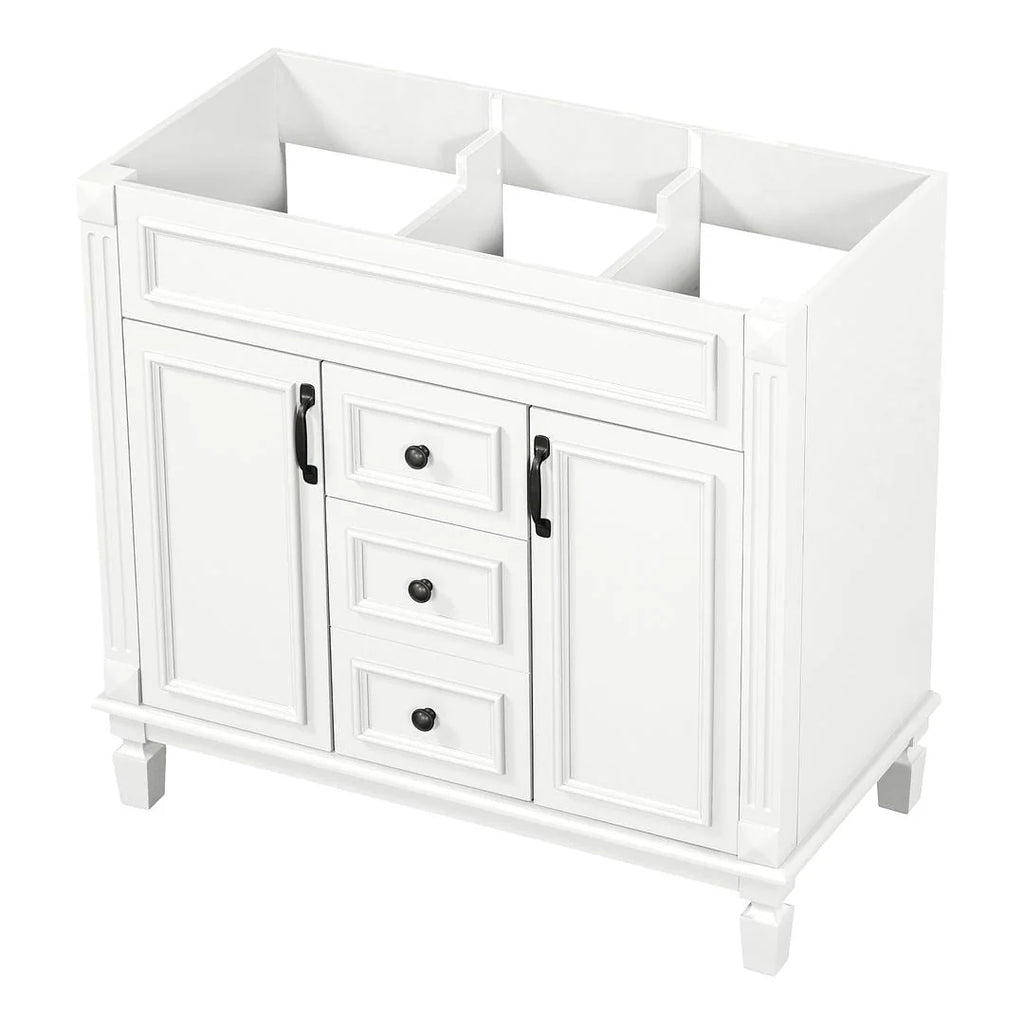 Meuble-lavabo moderne de salle de bains de 36 po avec vasque sur plan, armoire à miroir, 2 portes et 2 tiroirs
