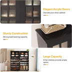 Lantine Tall Shoe Cabinet with Doors, 8-Tier Shoe Storage with Adjustable Shelves, Modern Shoe Rack Cabinet for Hallway, Closet, Living Room, White