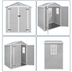 Opslagschuur van 6 ft x 4 ft/6 ft x 8 ft/8 ft x 6 ft/8 ft x 10 ft, weerbestendig kunststofhars voor buiten met vloer, gereedschapsschuur met puntdak