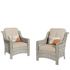 Ensemble de 2 fauteuils de jardin d’extérieur HOOOWOOO en rotin tressé à dossier haut