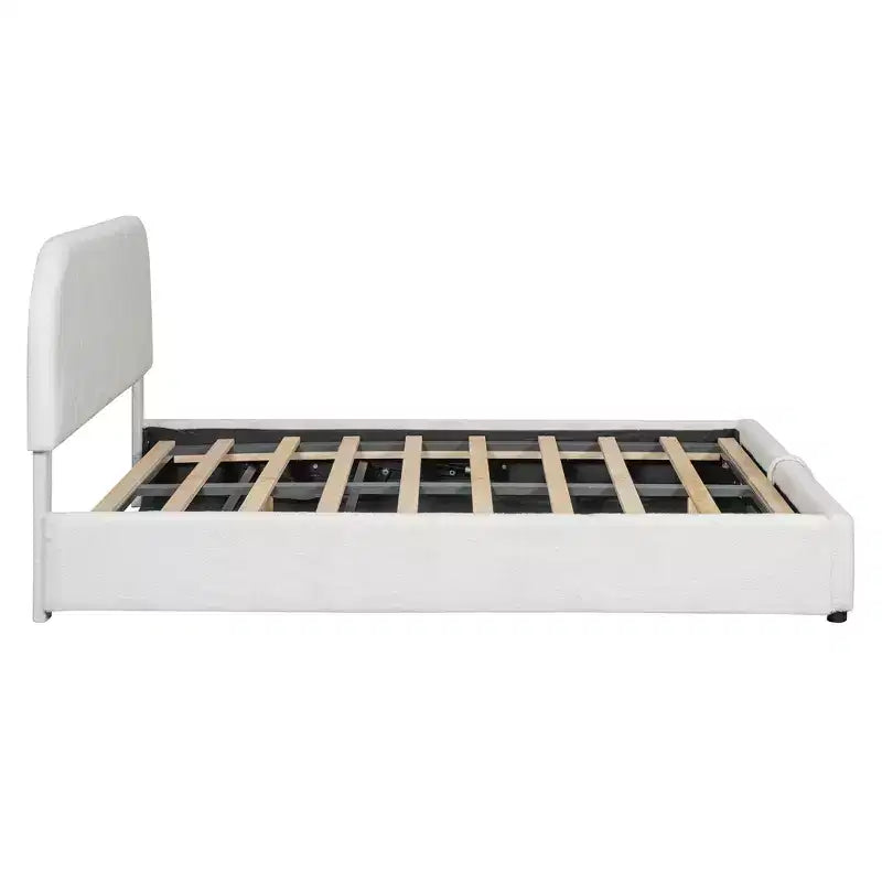 Lit rembourré queen size avec rangement relevable - blanc