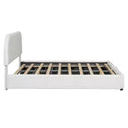 Lit rembourré queen size avec rangement relevable - blanc