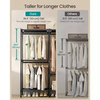 Portant à vêtements SONGMICS, armoire-organisateur robuste avec tringles et étagères, charge totale de 297 lb, montage facile, noir encre