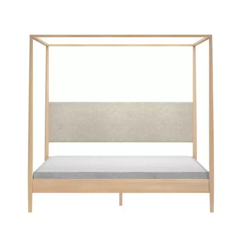 Harbor-Himmelbett in Kingsize mit gepolstertem Kopfteil, Blond/Swiss Coffee (MD2411-01)