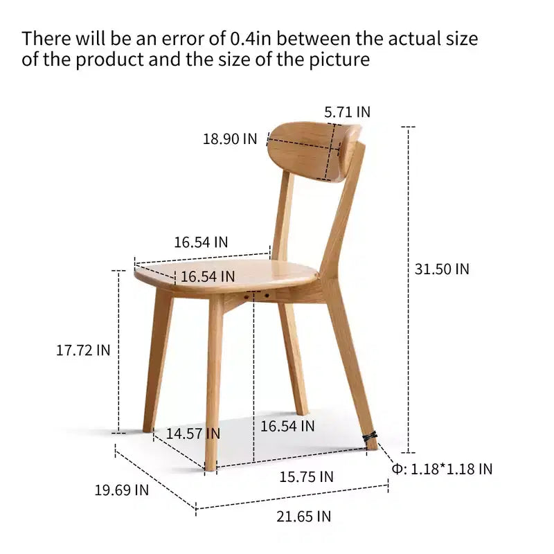 MAYEERTY set van 4 eetkamerstoelen van massief hout, natuurlijke houten stoelen voor keuken, eetkamer of woonkamer