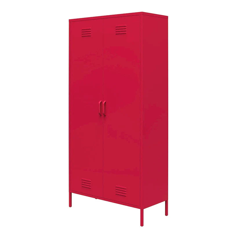 Casier de rangement haut en métal à 2 portes, orange/rose, pour 1 personne