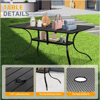 SUNCROWN 5/7-delige stalen tuin-eetsets, metalen tafel met lattenblad en stapelbare stoelen, gepoedercoat frame