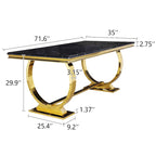 Table de salle à manger moderne avec piètement en U en métal inoxydable