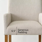 Set van 6 gestoffeerde eetkamerstoelen met armleuningen, moderne linnen fauteuils met houten poten, accentstoelen voor eetkamer en woonkamer - Panipeachy