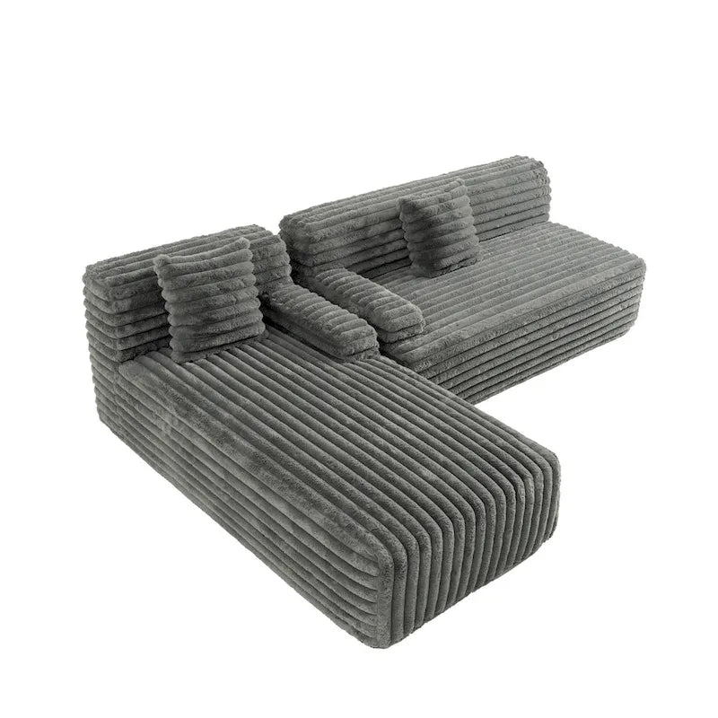 Cloud-Ecksofa, modernes Polstersofa mit 2 Zierkissen, frei kombinierbares Sofa, modulares L-förmiges Ecksofa