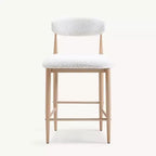Boucle Dining Armless Barstools Set of 4,with Wood Grain Metal Legs for Kitchen, Living Room, Restaurant, Cafe - Morden Fort