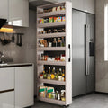Moderner Buffetschrank aus Holz mit offenen Regalen und Rollen